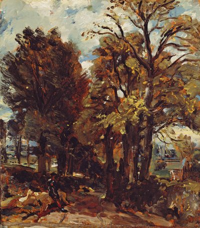 イーストバーグホルトの車線のスケッチ、1810年頃（キャンバスに置かれた紙に油彩） 作： John Constable
