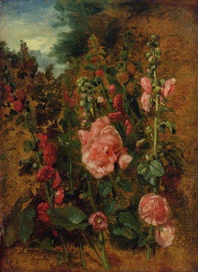 Hollyhocksの研究、1826年頃 作： John Constable