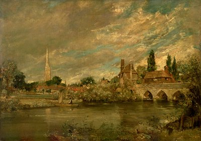 ハーナム橋とソールズベリー大聖堂、1820年頃 作： John Constable