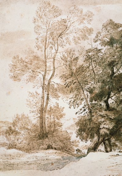 クロードの後の木と鹿 作： John Constable
