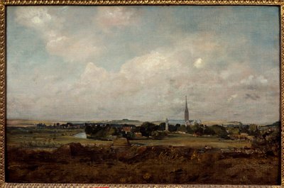 イングランドのソールズベリーの眺め ジョン・コンスタブル(1776-1837)の絵画 (ec.engl.) Sun.0,35x0,51 m パリ、ルーヴル美術館。 作： John Constable