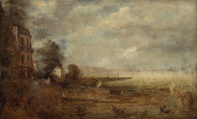ホワイトホールの階段から見たウォータールー橋、1829年頃 作： John Constable