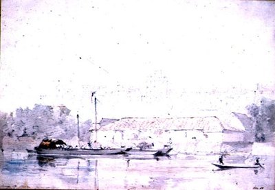 川からのウィンザー城、1802年（鉛筆と赤いチョークと水彩画） 作： John Constable