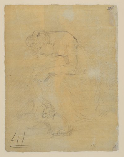 座っている女性、足元には犬がいる、裏面、1806年頃 作： John Constable