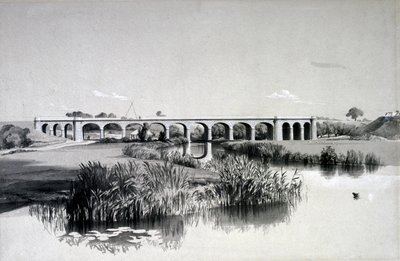 エイボン高架橋、ウォルストン、1837年7月2日（ペンとインクで紙に洗う） 作： John Cooke Bourne