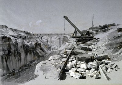 ブリスワースカッティング、ノーザンプトンシャー、上から、1837年7月2日（ペンとインクで紙の上を洗う） 作： John Cooke Bourne