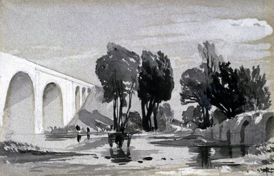ブライス高架橋、ハンプトン・イン・アーデン、c.1838（ペンとインク、紙で洗う） 作： John Cooke Bourne