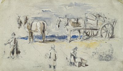 ロンドンとバーミンガム鉄道の建設、1835年頃（紙にウォッシュを施した鉛筆、合成スケッチ） 作： John Cooke Bourne