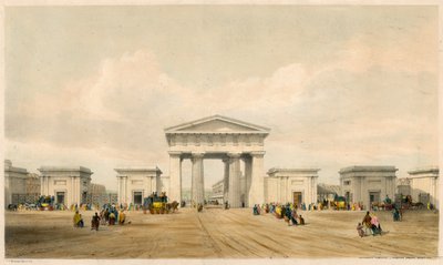 ユーストングローブ駅、ロンドンの入り口ポーチコ 作： John Cooke Bourne
