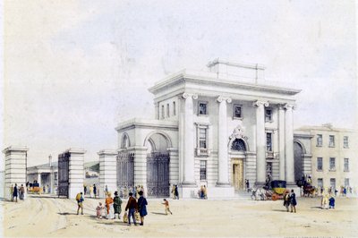 バーミンガム駅への入り口、1838-39 作： John Cooke Bourne