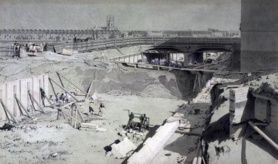 1836年8月16日、カムデン側から見たハムステッドロードブリッジ（ペンとインクで紙に洗う） 作： John Cooke Bourne