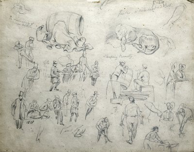 ジャックの白髪ボブ、眠れる森の美女、1835-38年頃（紙に鉛筆、合成スケッチ） 作： John Cooke Bourne