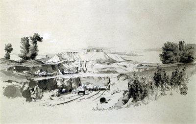 リンスレードトンネル、1837年6月23日（ペンとインク、紙の上で洗う） 作： John Cooke Bourne