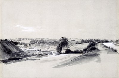 作成と堤防、バグブルック、1837年7月10日（ペンとインクで紙に洗う） 作： John Cooke Bourne