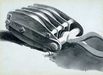 鉄道建設で使用される滑車、1833-38（ペンとインク、紙の上で洗う） 作： John Cooke Bourne
