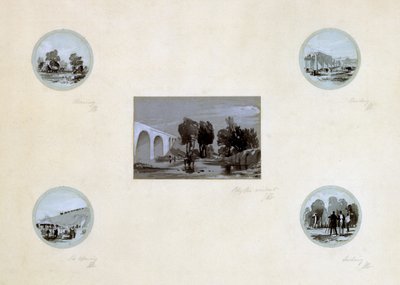 LBRの洗浄、構築、水平化、開封、c.1838（ペンとインク、紙の上で洗浄） 作： John Cooke Bourne