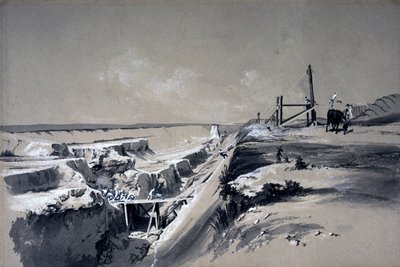 トリングカッティング、ハートフォードシャー、1830年代（ペンとインク、紙の上で洗う） 作： John Cooke Bourne