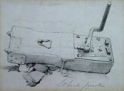 ホイールジャック、1830年代（ペンとインク、紙の上で洗う） 作： John Cooke Bourne
