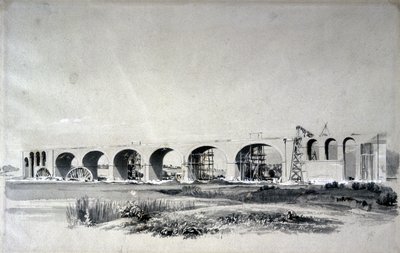 ウォルバートン高架橋、1837年6月30日（ペンとインク、紙で洗う） 作： John Cooke Bourne