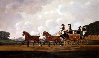 リチャード・コスター氏とクリストファー・イバーソン氏のLudlow to Worcester Mail Coachが走行中。 作： John Cordrey