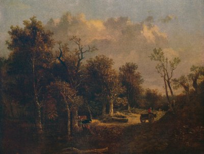森の端、農場のカートと牛、c1811 作： John Crome