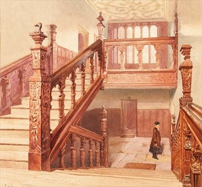 チャーターハウス：大階段、1885年5月（水彩画 作： John Crowther