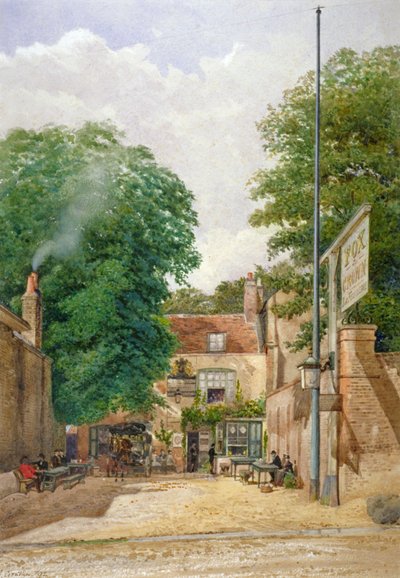 フォックス アンド クラウン パブリック ハウス、ハイゲート、ロンドン、1892 年 作： John Crowther