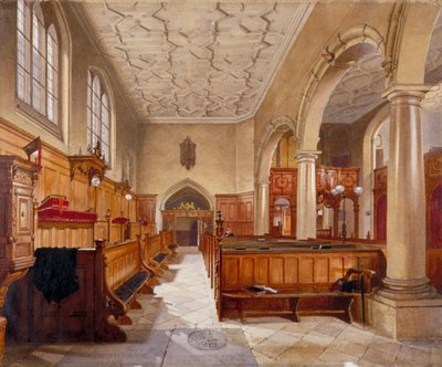 ロンドンのチャーターハウスにある礼拝堂の内部、1885 年。 作： John Crowther