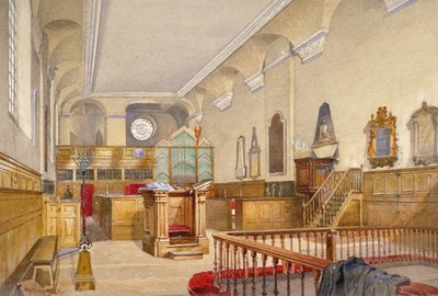 セント マイケルズ教会の内観、ウッド ストリート、シティ オブ ロンドン、1888 年 作： John Crowther