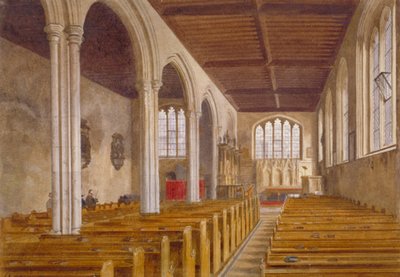 セント ピーター アド ビンキュラ礼拝堂の内部ビュー、ロンドン塔、ステップニー、ロンドン、1883 年 作： John Crowther