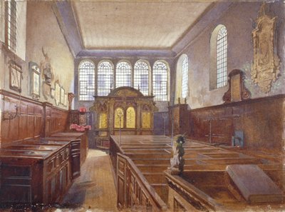 聖マタイ教会の内観、フライデー ストリート、ロンドン市、1881 年 作： John Crowther
