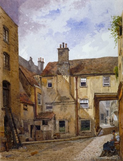 1880年、ロンドン、サザーク、ボロー・ハイ・ストリート、クイーンズ・ヘッド・ヤード 作： John Crowther