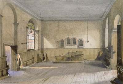 1879年、ロンドンのサザーク、ボロー・ハイ・ストリートにあるクイーンズベンチ刑務所のチャペル 作： John Crowther