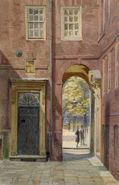 エルム コート、インナー テンプルからミドル テンプルを望む、ロンドン、c1880 作： John Crowther