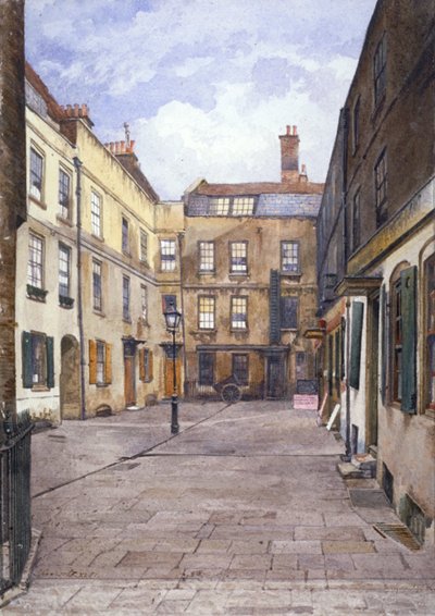 1881年、ロンドン、フリート・ストリートのジョンソンズ・コートの眺め 作： John Crowther