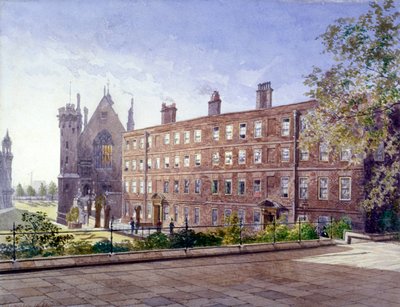1883年、ロンドンのミドル・テンプルにあるガーデン・コートの3番と4番の眺め。         作： John Crowther