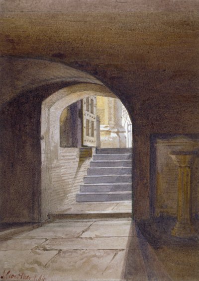 ロンドン塔のセント ピーター アド ビンキュラ礼拝堂の眺め、1884 年 作： John Crowther
