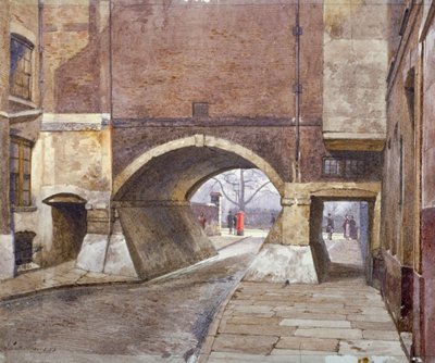 1883年、ロンドン、ウェストミンスターのデューク通りにあるリンカーンズ・イン・フィールドの入り口の風景 作： John Crowther