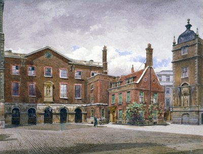 1881年、ロンドン市ニューゲート・ストリートのクライスト・ホスピタルにあるグラマー・スクールの眺め 作： John Crowther