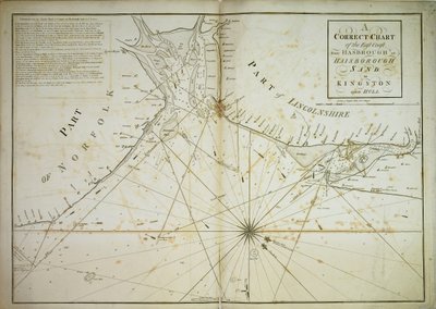 ハスブラまたはヘイスブラ・サンドからキングストン・アポン・ハルまでの東海岸の正しい海図 作： John Diston