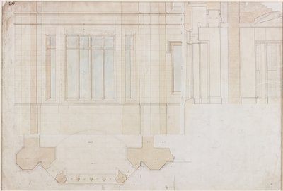 ホルムエデンの窓のデザイン（ペンとインク、紙に（青と茶色）を洗って） 作： John Dobson