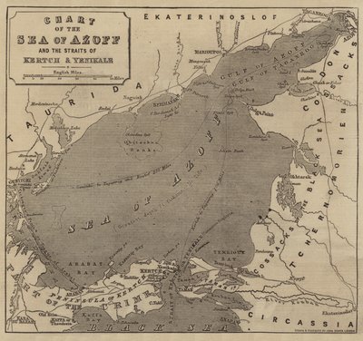アゾフ海とケルチ海峡とイエニカレ海峡の海図 作： John Dower