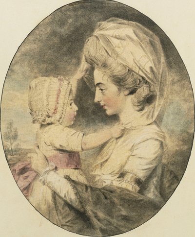 ハートップ夫人とその子の肖像、1780 作： John Dowman