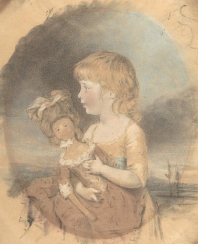 人形を抱く子供、1780年。 作： John Downman