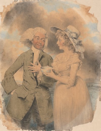 John Edwin ja rouva Mary Wells Lingoa ja Cowslipiä elokuvassa "The Agreeable Surprise" 作： John Downman