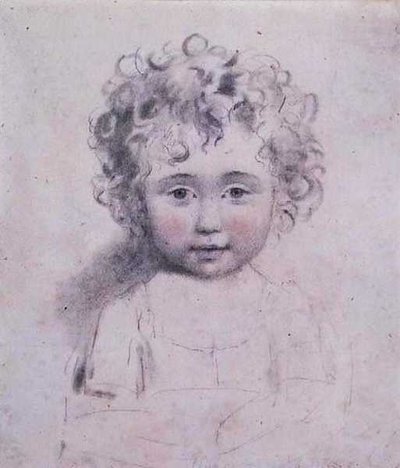 No.1869d 「ストラスモア家の末娘」 1786年頃 （紙に黒鉛、黒・赤チョーク 作： John Downman