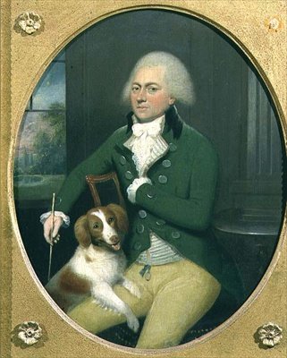 犬を連れたジェントルマンの肖像 作： John Downman