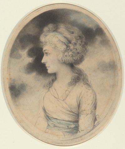 青いサッシの女性の肖像 作： John Downman