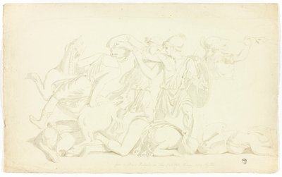 アマゾンの戦いを描いた古代のレリーフ 作： ジョン・ダウンマン