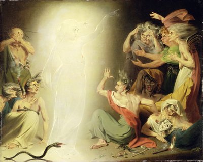 クライテネストラの幽霊、怒りを目覚めさせる、1781 作： John Downman